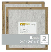 Filtrete FPL12-2PK-24 Flat Panel Air Filter, 24 in L, 24 in W, 2 MERV, For: Air Conditioner, Furnace and HVAC System